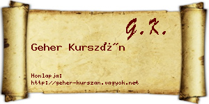 Geher Kurszán névjegykártya